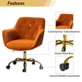 thumbnail image 5 of Swivel Task Chair With Arm, Tina's Home Rolling Velvet Tufted Back Metal Leg Teen Office Room Orange, 5 of 8