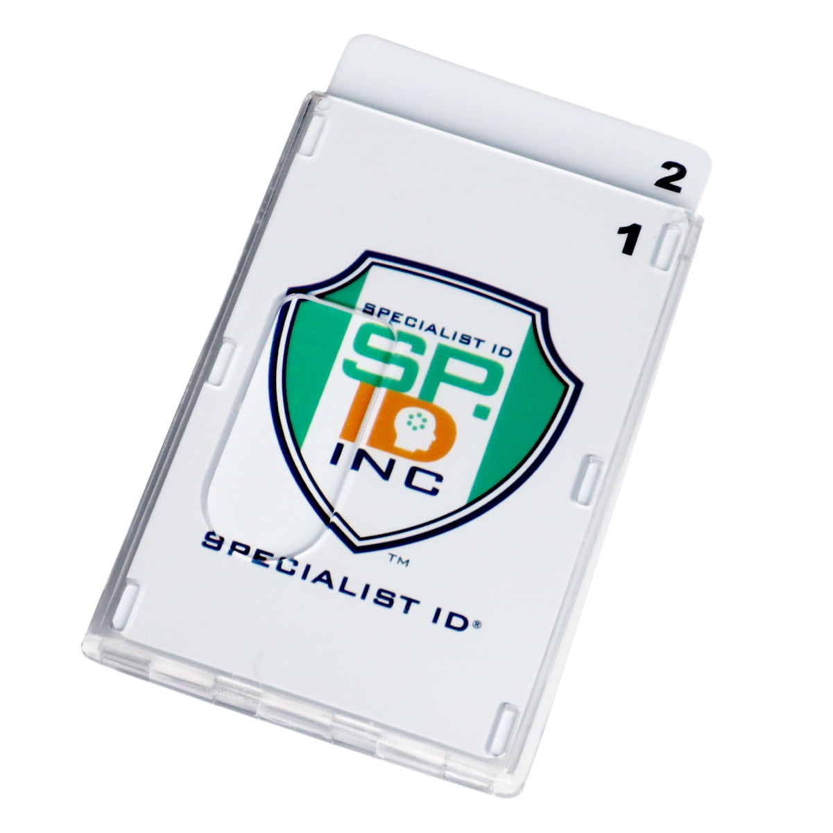 Bulk 25 Pack - Heavy Duty Crystal Clear Badge Holders (Hold Two Cards) - Vertical Dual Sided Card Cases - Polycarbonate Rigid/Hard Plastic with Secure Top Load by Specialist ID