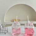 thumbnail image 6 of Ribbed Glass Cups Butterfly Decoration 13 Oz Drinking Glassware with Lids and Straws Creative Iced Coffee Glasses, Striped Drink Cups for Iced Coffee, Juice, 6 of 9