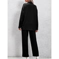 thumbnail image 6 of KelaJuan Women Pants Suit, Elegant Long Sleeve Shirt with Elastic Waist Pants Solid Office Outfit, 6 of 6