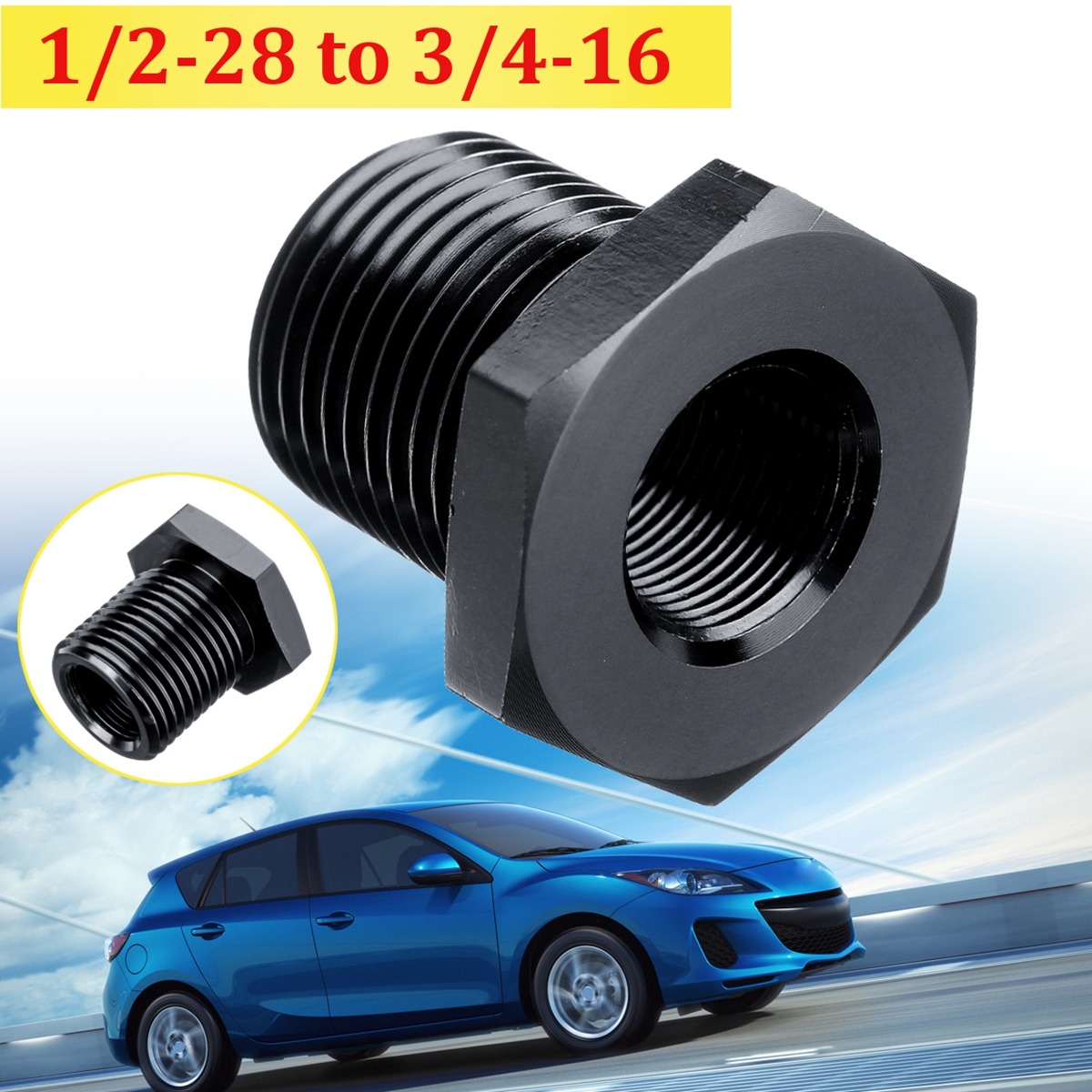Car 1/228 to 3/416 Threaded Oil Filter Adapter Automotive Screw Steel Aluminum