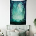 thumbnail image 4 of Halloween Tapestry, Spooky Teal Forest Moon and Vain Branches Mystical Haunted Horror Rustic Imagery Print, Wall Hanging for Bedroom Living Room Dorm Decor, 40W X 60L Inches, Teal, by Ambesonne, 4 of 5