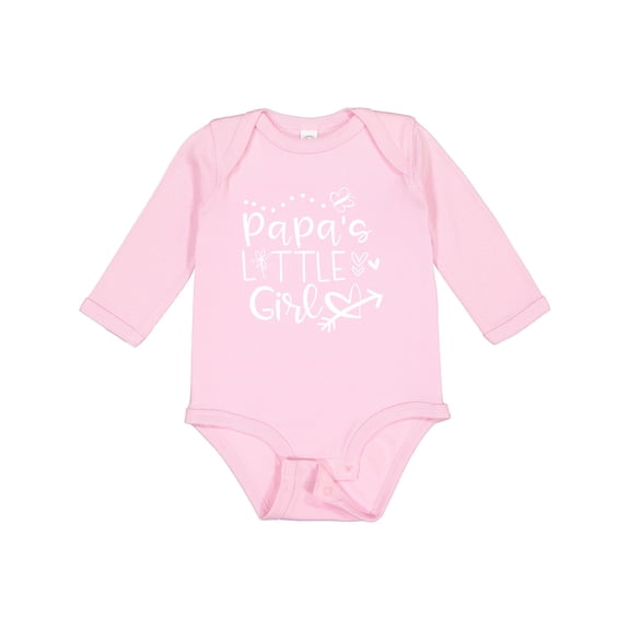 Inktastic Papa's Little Girl with Hearts Flower and Butterfly Girls Long Sleeve Baby Bodysuit