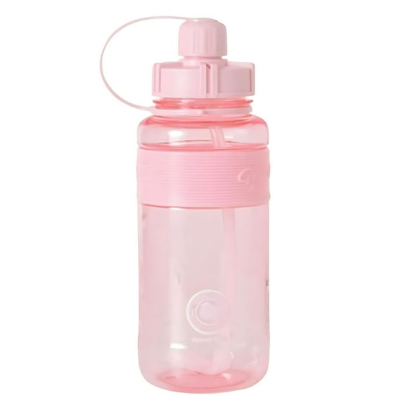 Botella de agua Naiovety de PVC 1000ml rosa con pajita elegante