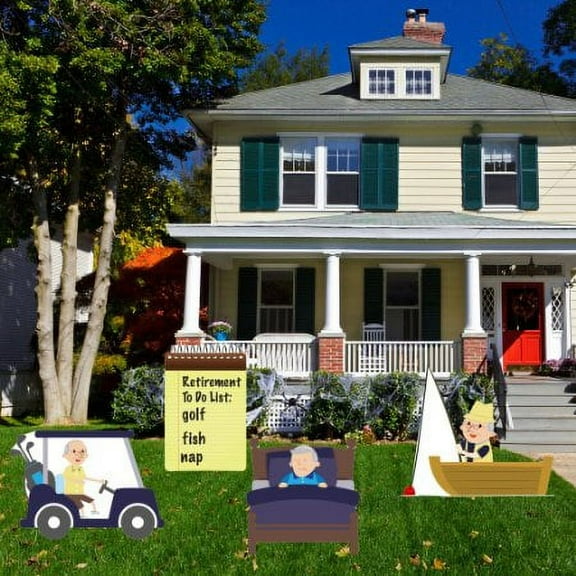 Retirement "To Do List" Themed Yard Signs , 4 piece Corrugated Plastic Yard Decorations with 2 Stakes Each