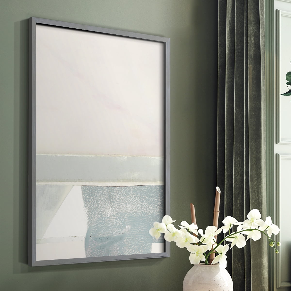 Couturier I Framed Print in Gray Solid Wood Framed Print No Nail Hanging