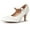 White PU, variant on J. Adams Kym Mary Jane Shoes Women Oxford Pumps - Cute Low Kitten High Heels - Retro Vintage Shoes for Women 1950s Mary Janes Round Toe Shoe with Ankle Strap - Women Dress Shoes