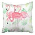 thumbnail image 1 of BOSDECO Watercolor Pattern Flamingo Tropic Leaves Pillowcase Cover Cushion 16x16 inch, 1 of 1