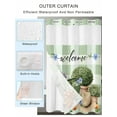 thumbnail image 2 of No Hook Cloth Fabric Shower Curtain with Snap in Liner, Green Floral Waterproof Shower Curtains Set with See Through Top Window, Potted Plant Butterfly Flowers Boots Plaid Bath Curtains 66"x72", 2 of 6