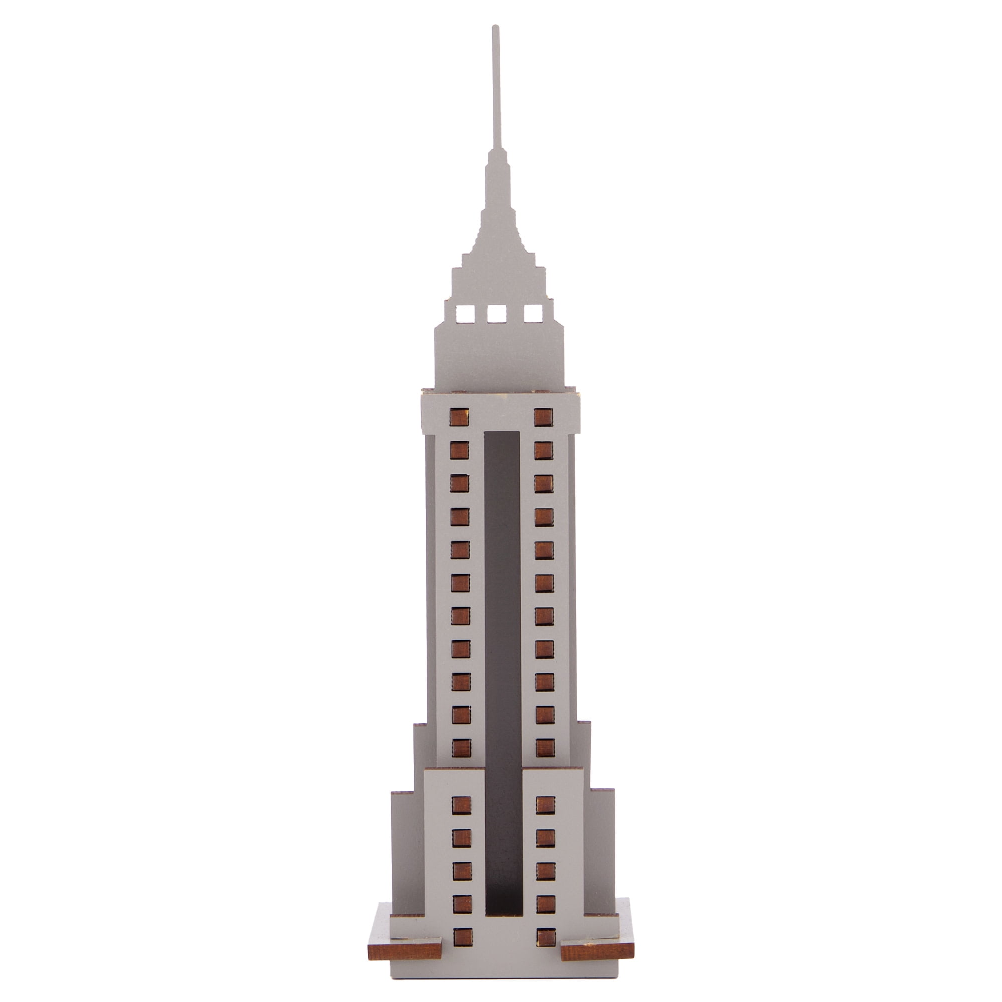 Little & Wood: Woodlet: Medium - Empire State Building - Grey, 3D Wooden Kit-Set, New York Landmark Puzzle, Pop Build Fun, Easy Assembly, Ages 6+