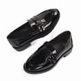 thumbnail image 4 of Pennysue Women's Patent Leather Loafers with Decorative Buckle Round Toe Chunky Heel Slip On Casual Dress Shoes for School Work Daily Wear, 4 of 6