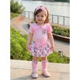 thumbnail image 4 of Cenuakty Baby Girls Summer Outfits Flying Sleeve Doll Collar Romper Soccer Print PP Shorts Headband Socks Sets, 4 of 9