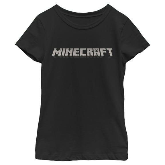 Girl's Minecraft Classic Logo Black  Graphic Tee Black Small
