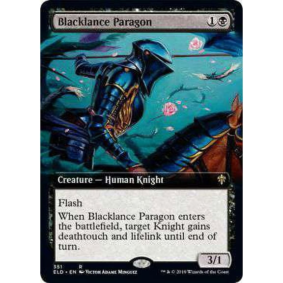 MtG Throne of Eldraine Rare Blacklance Paragon (Extended Art) #351