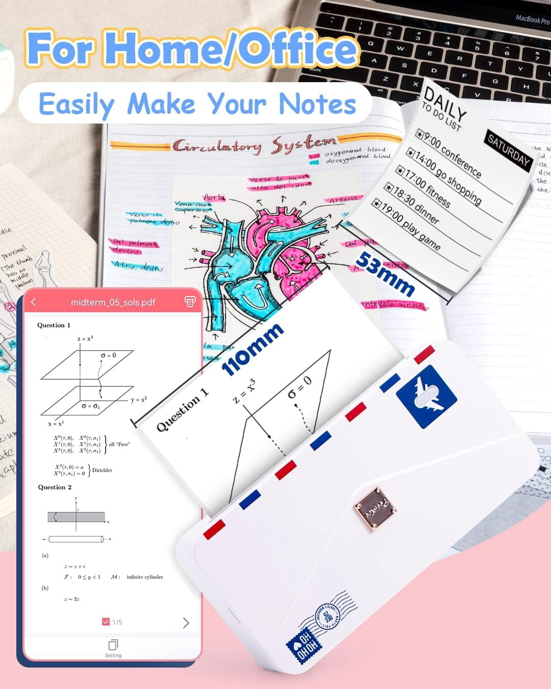 Phomemo M04AS Portable Inkless Thermal Note Printer for Versatile Printing of Documents, Notes, Lists, and Labels - Wireless Bluetooth Connectivity and Multiple Paper Sizes（White）