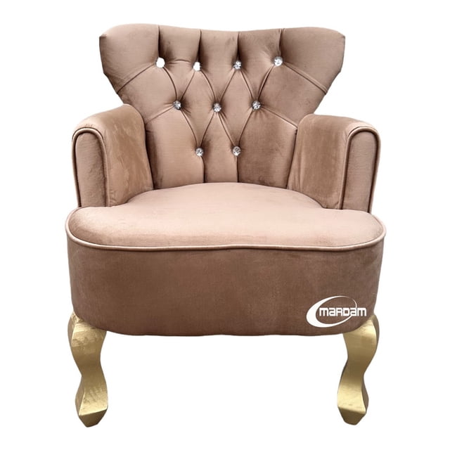 Sillón Individual Vintage MARDAM Terciopelo Beige Diamante Alto 80 cm Ancho 60 cm Fondo 60 cm