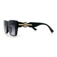 thumbnail image 6 of Womens Rose Metal Button Gem Arm Rimless Rectangle Designer Fashion Sunglasses Black - Smoke, 6 of 8