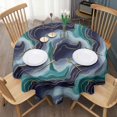 thumbnail image 3 of Blue Green Gold Marble Pattern Round Tablecloth 60"x60",Wrinkle Wipeable Table Cloth for Kitchen Dining Room Picnic Patio Party, 3 of 6
