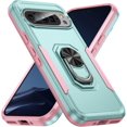 thumbnail image 1 of KOMI Étui Compatible avec Google Pixel 9 / 9 Pro avec Support Magnétique, Armure Militaire Robuste Antichoc Anti-Chute Étui de Protection pour Hommes Femmes Vert Rose, 1 of 5