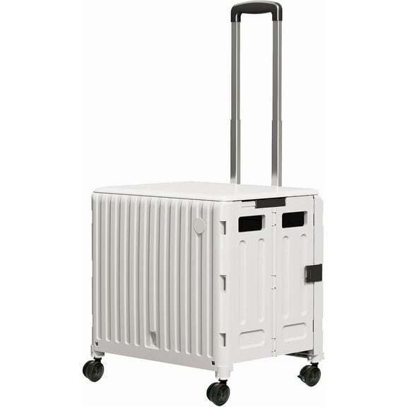 Collapsible Rolling Cart with Stair Climbing:Wheels Foldable Teacher Crate for Files Groceries & Trade Shows All-Terrain Office Cart with Lid Basket Handle & Durable Steel Frame