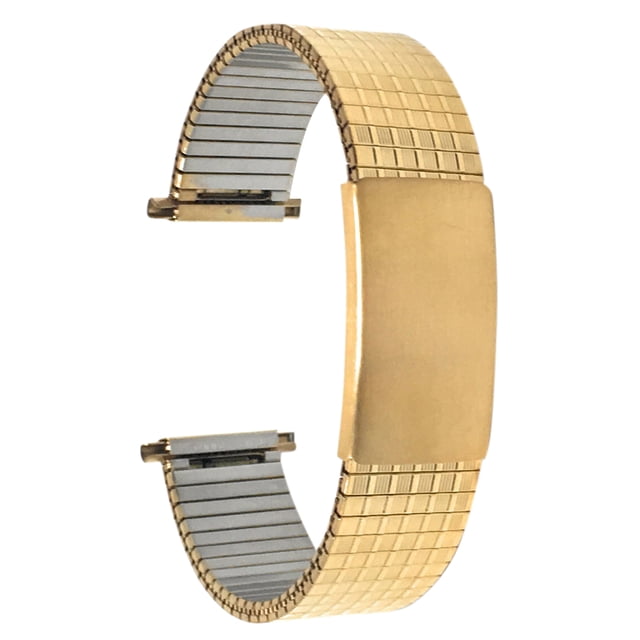 Bandini Bracelet de Montre Extensible en Acier Inoxydable Ton Or 19mm pour Hommes, Extrémité Droite, Longueur Réglable, Bracelet de Montre en Métal Extensible, Sans Boucle