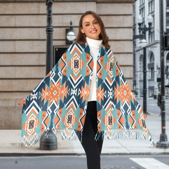 Rustic Tribal Pattern Winter Scarf for Women Fashion Warm Long Soft Blanket Scarves Gifts