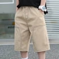 thumbnail image 2 of ZACPNCV Boys Cargo Shorts Summer Mulit Pockets Shorts Khaki 6-7 Years, 2 of 8