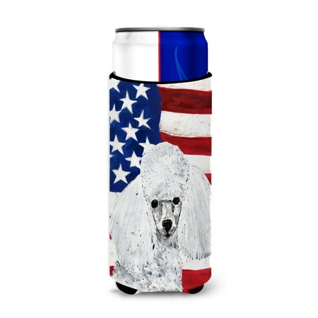 

Carolines Treasures SC9629MUK White Toy Poodle with American Flag USA Ultra Beverage Insulators for slim cans Slim