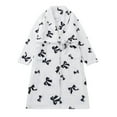 thumbnail image 2 of Christmas Bath Robe Womens Fuzzy Fleece Long Sleeve Flannel Long Bath Robe Turndown Collar Loungewear with Pockets White XXL, 2 of 7