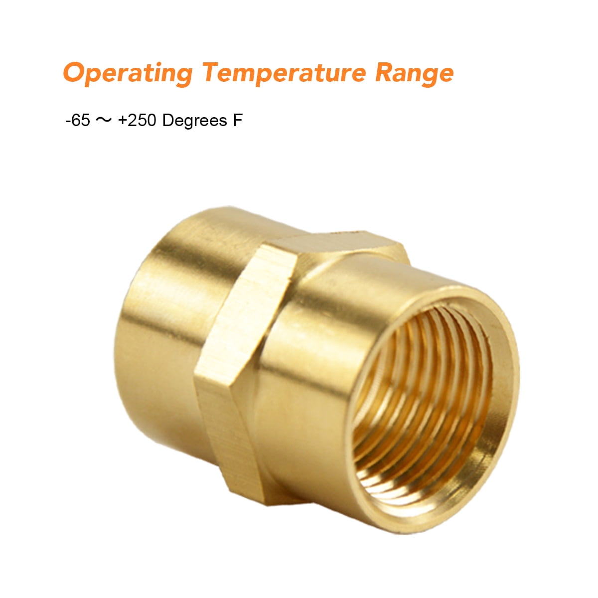 (3 Pack) Brass Coupler Reducer Adapter, 1/2" NPT Female x 1/2" NPT Female Hex Nipple, Pipe Fitting