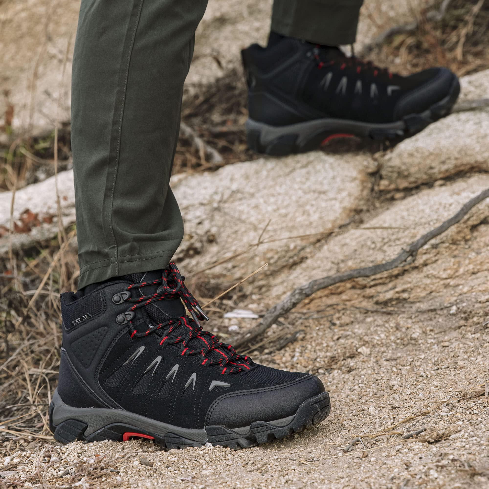 COM STAR Men’s Hiking Boots Mid-Top Outdoor Trekking Shoes Comfortable Durable Trail Boots for Camping, Climbing, Hiking & Outdoor Walking
