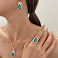 thumbnail image 3 of Green Fashion Necklace Sets, Rose Gold Plated Earrings Pendant Necklace Adjustable Rings Gift for Women, 3 of 8