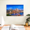 thumbnail image 3 of Elephant Stock Pittsburgh Blue Hour Wall Art - Horizontal Canvas Wall Art - Living Room Wall Decor - City Canvas - Blue And Orange Decor - 12" x 8", 3 of 8