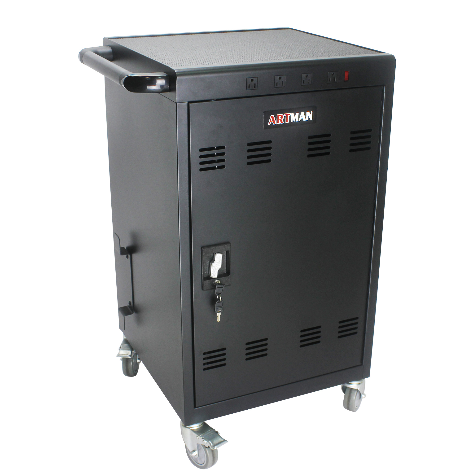 Aukfa 35-Unit Mobile Charging Cart, Classroom Locking Charging Station up to 16-inch Chromebooks and Laptop, Black