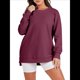 thumbnail image 1 of Sudaderas de Gran Tamaño para Mujer, Cuello Redondo, Larga, Sudaderas con Cremallera Lateral, Ropa de Otoño 2025 Vino Tinto XL, 1 of 9