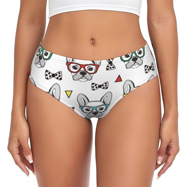 Balery Cute French Bulldog Ropa Interior de Algodón para Mujer con Dibujo – Braguitas Cómodas y Elásticas, Estilo Clásico-4X-Large