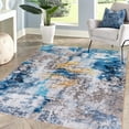 thumbnail image 2 of JML Area Rug 5'x7' Concerto Rustic Non-Slip Indoor Carpet Navy & Gold & Grey Foldable Rugs for Living Room Bedroom Office Home Decor, 2 of 5