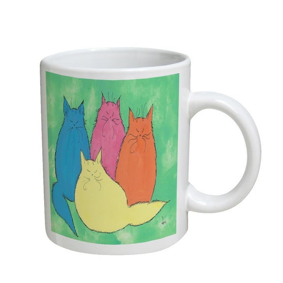 KuzmarK Coffee Cup Mug 11 Ounce - Pastel Maine Coon Kitties Abstract Cat Art by Denise Every