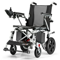 JUSWELL Foldable Electric Wheelchair Portable Motorized Wheelchair with 15 Miles Long Range, All Terrain Compact Power Wheelchair Supports 350 lbs, 18" Wide Seat, Dual Motors