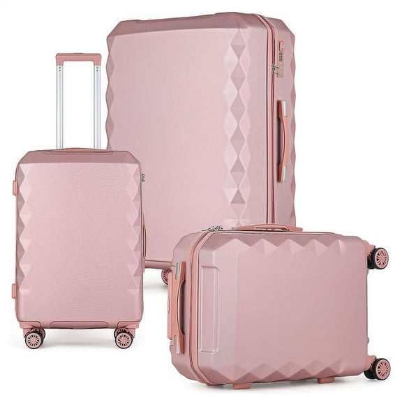 Hikolayae Rachel Collection Hardside Spinner Luggage Sets in Rose Gold, 3 Piece - TSA Lock
