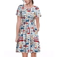 thumbnail image 1 of Balery London Symbols1 Vestidos sueltos de manga corta para mujer, vestidos de verano 2025, vestidos casuales de corte A con vuelo., 1 of 6