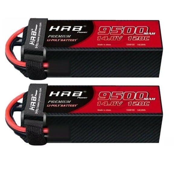 2 Pcs HRB 14.8V 4S 9500mAh Lipo Battery for RC Car Truck XRT X-Maxx Maxx V2 UDR