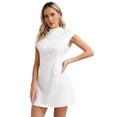 thumbnail image 5 of Kaerm Women's Elegant Mock Neck Wedding Evening Party Dress Cap Sleeve Summer Casual A-Line Mini White L, 5 of 7