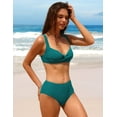 thumbnail image 2 of Attraco Women Twist High Waisted Bikini Swimwear Two Piece Ruched Tummy Control Swimsuit, 2 of 6