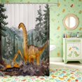 thumbnail image 2 of Manfei Wild Dinosaur Animals Shower Curtain 72Wx84L,Vintage Excavator Bathroom Shower Curtain,Gray Orange, 2 of 5