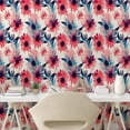 thumbnail image 2 of Ambesonne Floral Peel & Stick Wallpaper for Home, Waatercolor Spring Flowers, 13"x36", Violet Blue Dark Coral, 2 of 5
