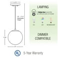 thumbnail image 4 of Kira Home Ceres 8" Mid Century Modern Globe Pendant Light, Minimalist White Frosted Glass Orb Hanging Lamp, White Finish, 4 of 8