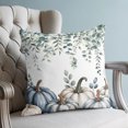 thumbnail image 4 of Pillow Covers 18x18 Set of 2, Blue Grey Pumpkins Fall Throw Pillow Covers Decorative Couch Cushion Cover, Eucalyptus Leaves Thanksgiving Microfiber Soft Square Pillowcases for Bedroom Living Room, 4 of 9