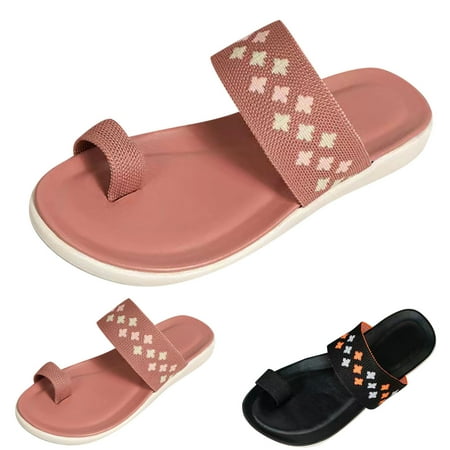 

Aayomet House Slippers for Women Fashion Spring Summer Women Slippers Flat Bottom Lightweight Set Toe Breathable Comfort Pink 9