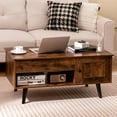 thumbnail image 3 of CRXX Lift Top Coffee Table, Modern Cocktail Table with Hidden Compartment, Open Shelf & Cabinet, Wooden Flip Top Center Table, Pull up Coffee Table for Home Office, Living Room (Rustic Brown), 3 of 10